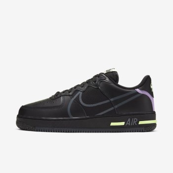 Nike Air Force 1 React - Férfi Utcai Cipő - Fekete/Lila/Sötét Szürke